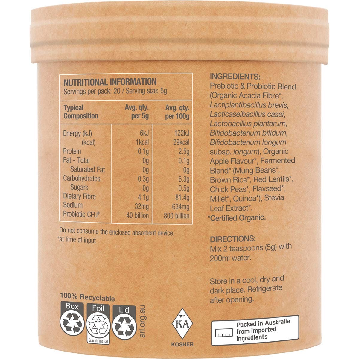 Amazonia Raw Organic Probiotics Cloudy Apple 100g - Amazonia