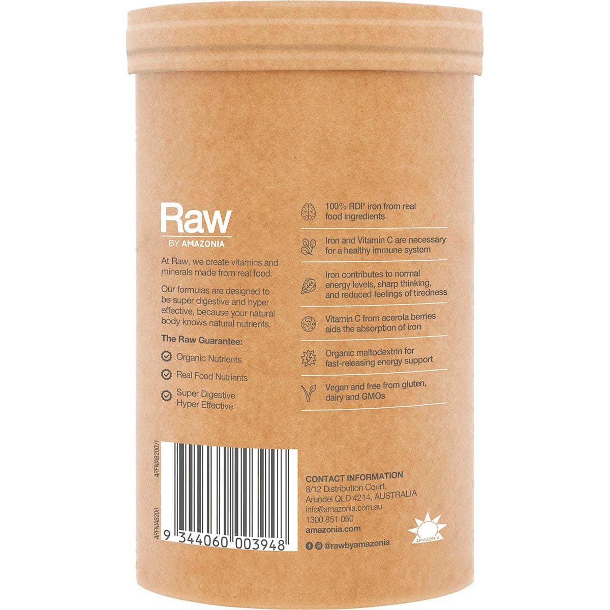 Amazonia Raw Organic Iron Apple Blackcurrant 200g - Amazonia