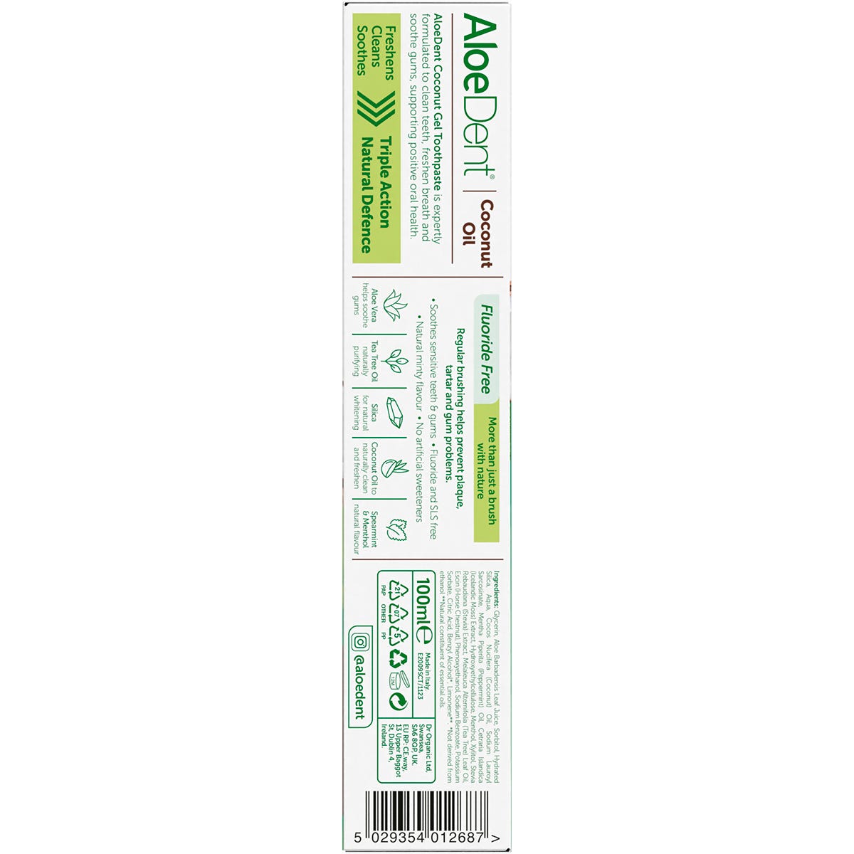 Aloe Dent Toothpaste Coconut Oil Fluoride Free 100ml - Aloe Dent