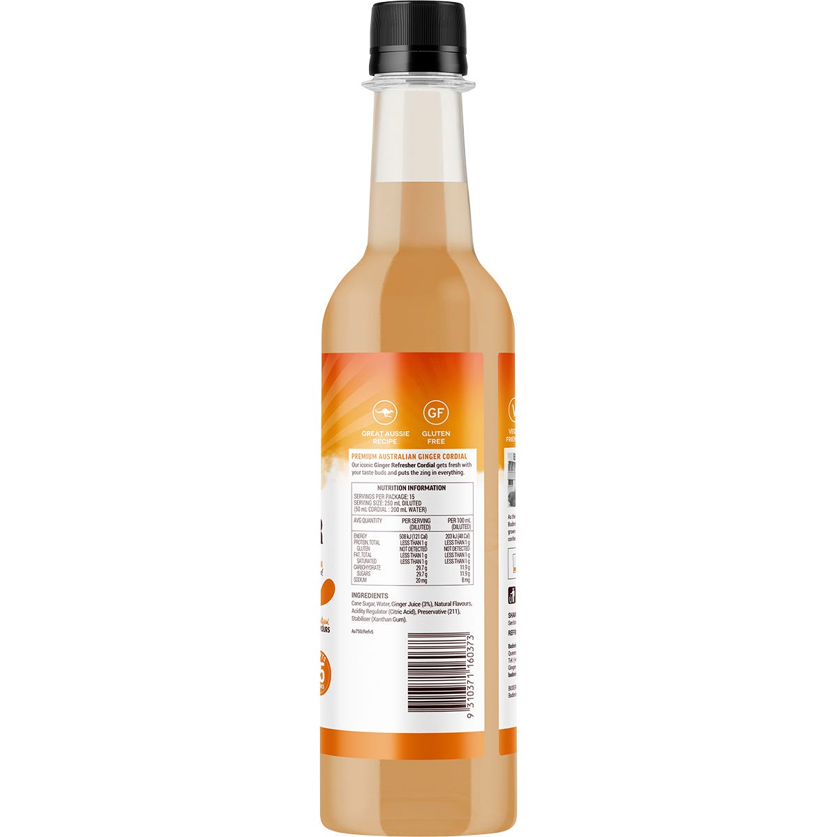 Buderim Ginger Ginger Refresher Cordial 750ml - Buderim Ginger
