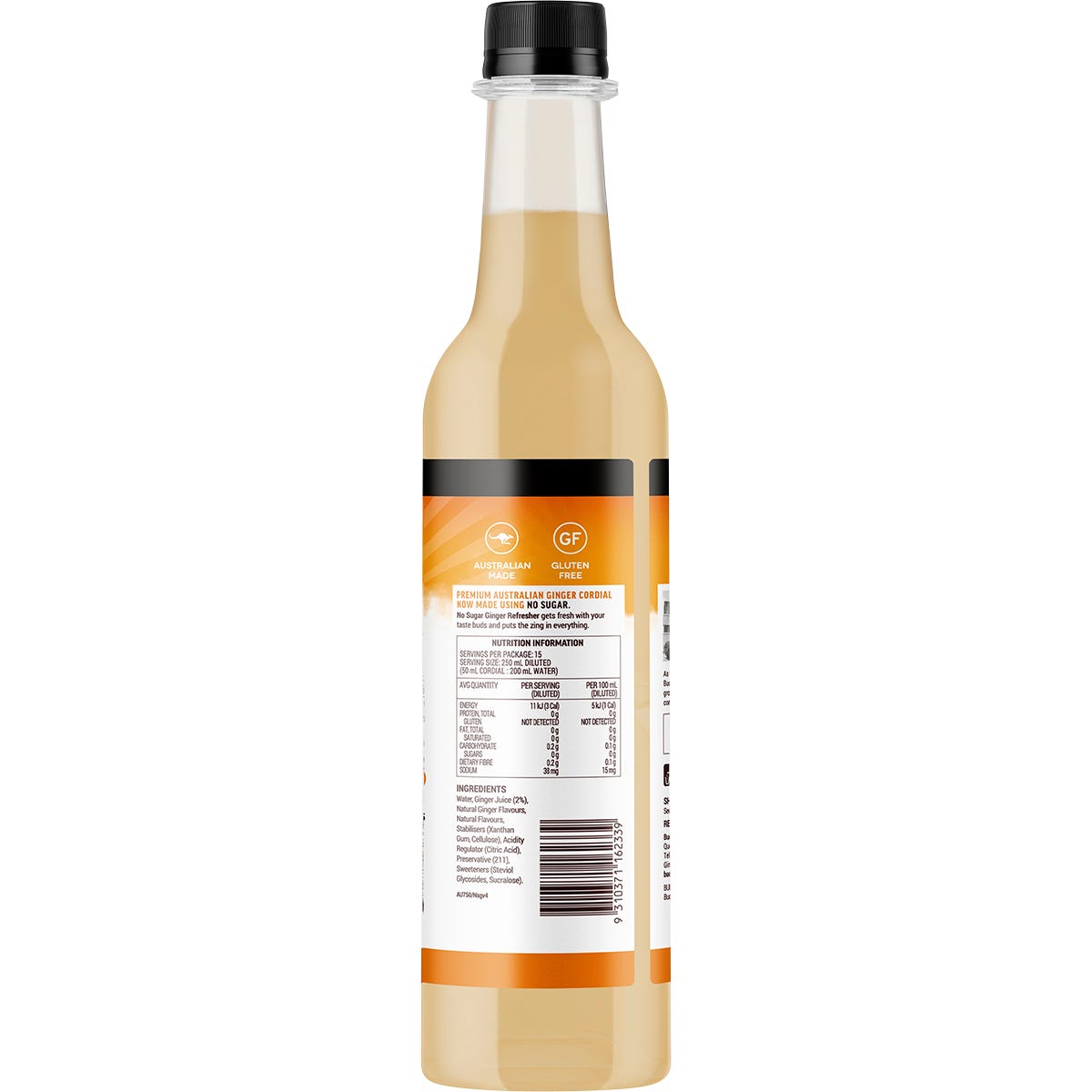 Buderim Ginger Ginger Refresher No Sugar Cordial 750ml - Buderim Ginger