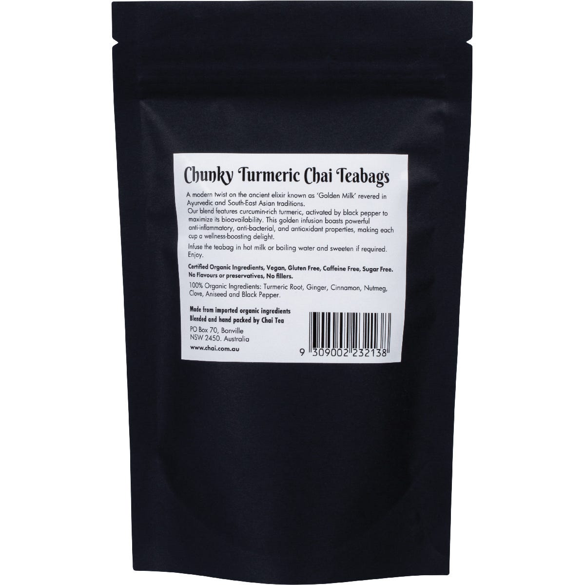 Chai Tea Organic Chunky Turmeric Chai Tea Bags 20pk - Chai Tea