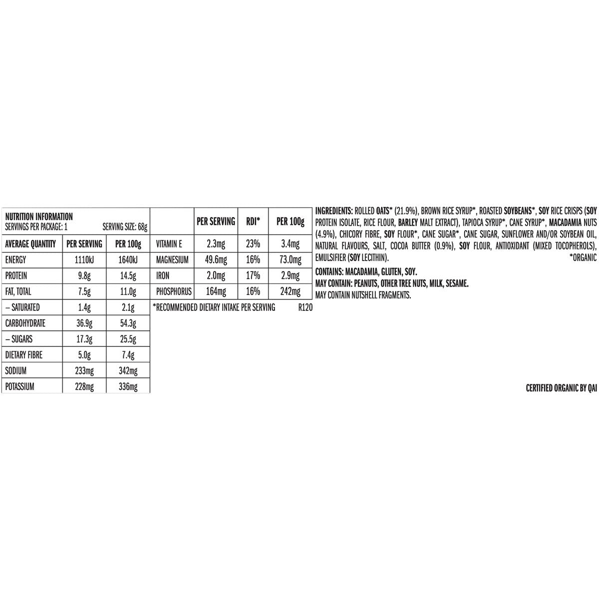 CLIF Energy Bar White Chocolate Macadamia 12x68g - CLIF