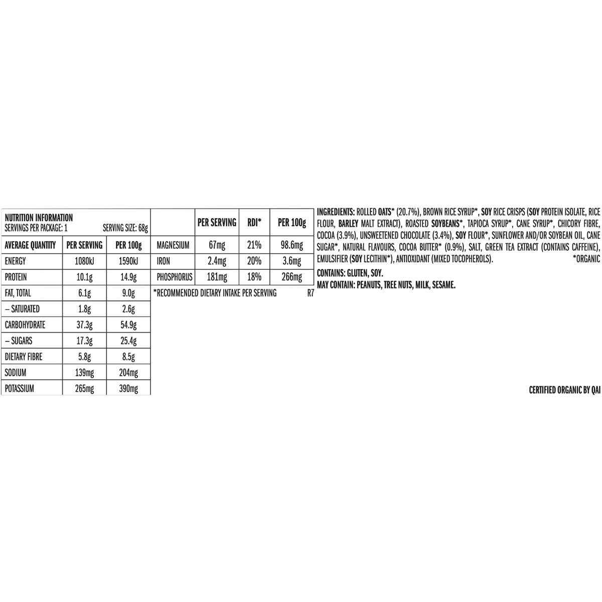 CLIF Energy Bar Cool Mint Choc 49mg Caffeine 12x68g - CLIF
