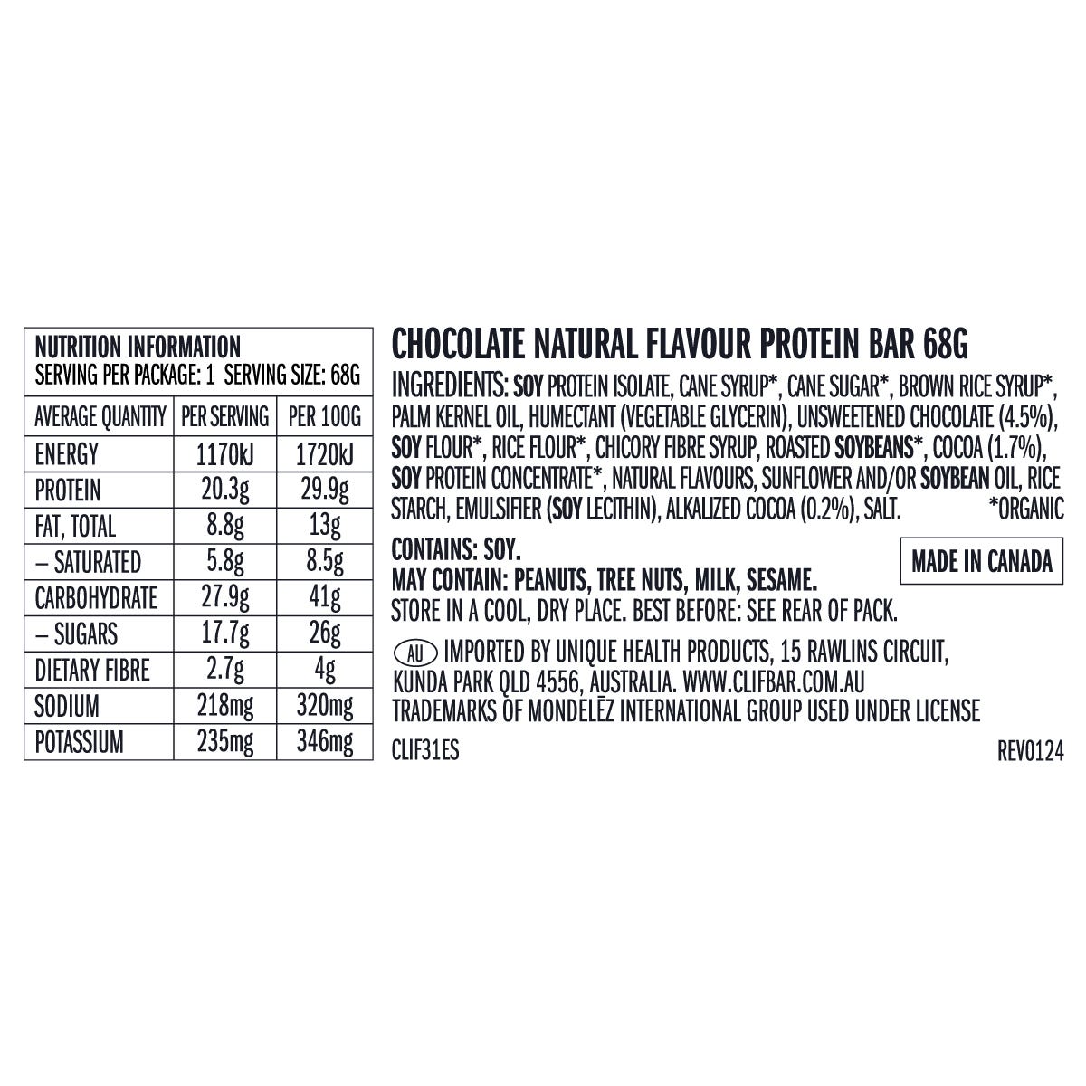CLIF Builders Bar Chocolate 12x68g - CLIF