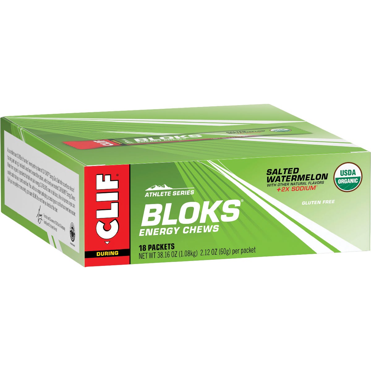 CLIF Bloks Energy Chews Salted Watermelon 100mg Sodium 18x60g - CLIF