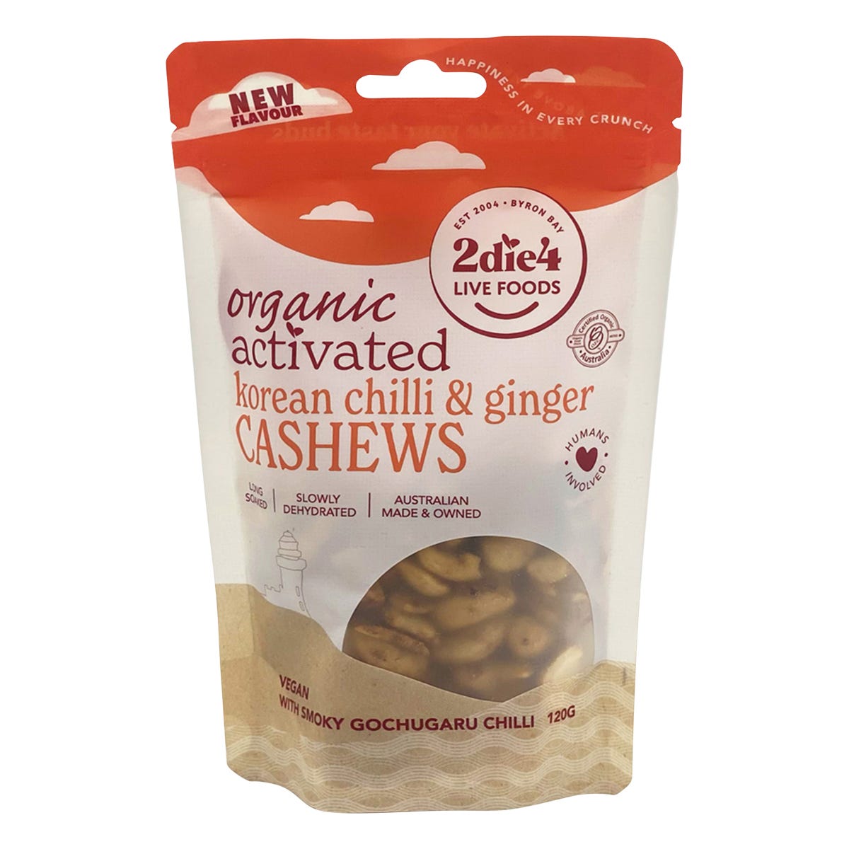 2die4 Live Foods Organic Activated Korean Chilli & Ginger Cashews 120g - 2die4 Live Foods