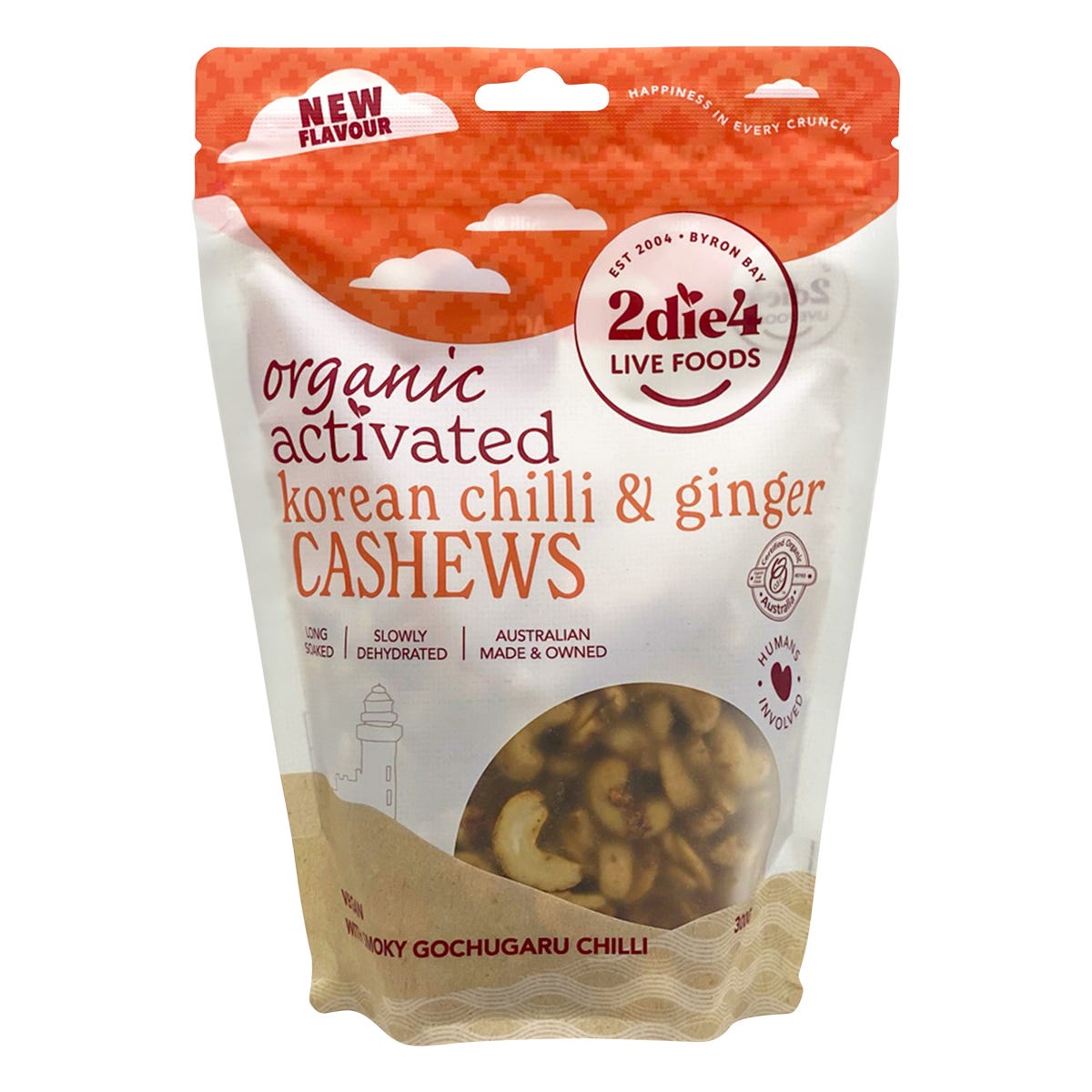 2die4 Live Foods Organic Activated Korean Chilli & Ginger Cashews 300g - 2die4 Live Foods