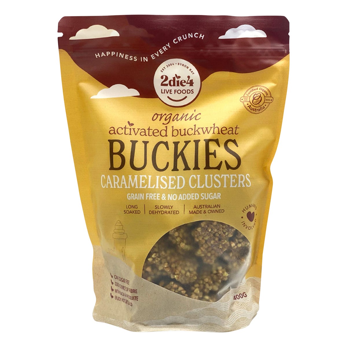 2die4 Live Foods Organic Activated Buckies Caramelised Clusters 400g - 2die4 Live Foods