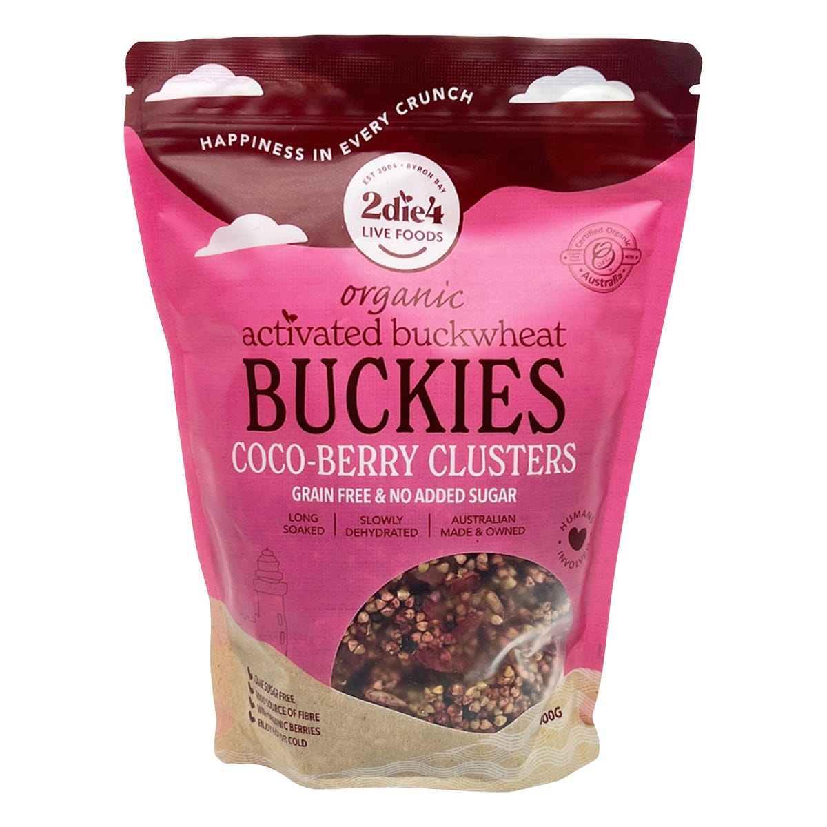 2die4 Live Foods Organic Activated Buckies Coco-Berry Clusters 400g - 2die4 Live Foods