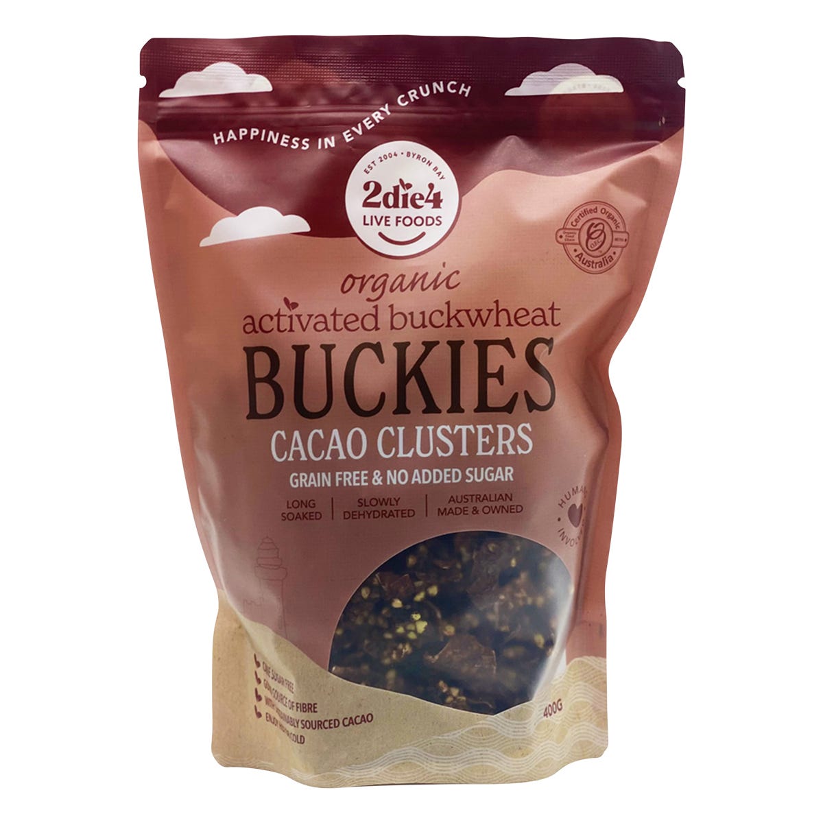 2die4 Live Foods Organic Activated Buckies Cacao Clusters 400g - 2die4 Live Foods