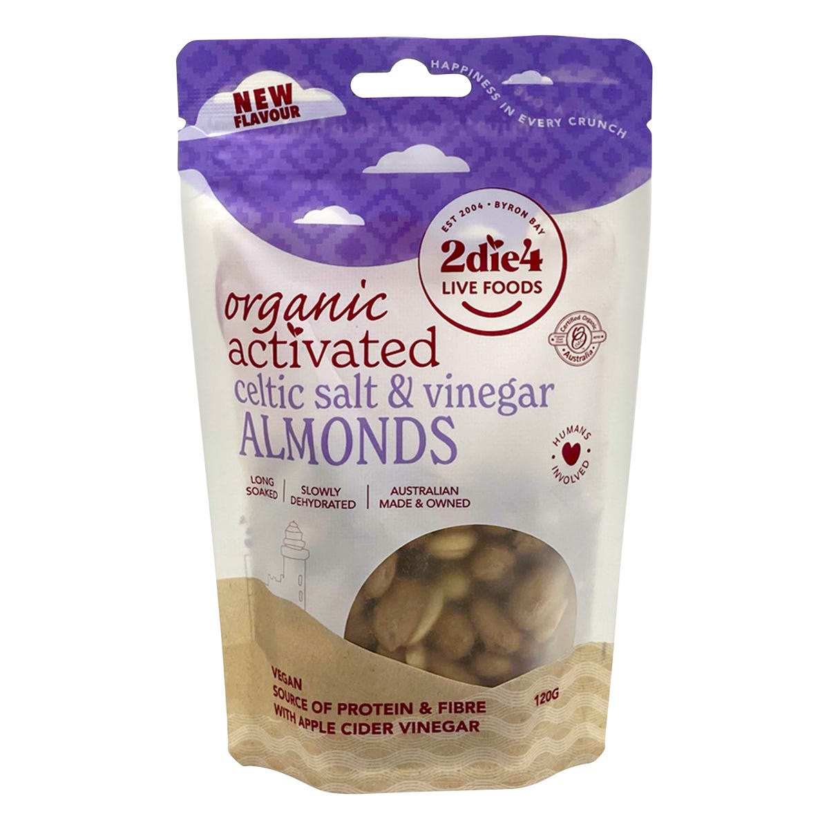 2die4 Live Foods Organic Activated Celtic Salt & Vinegar Almonds 120g - 2die4 Live Foods