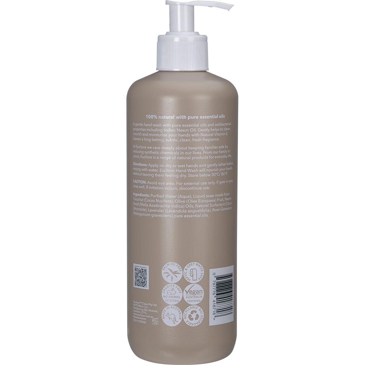 Euclove Hand Wash Lavender & Rose Geranium 500ml - Euclove