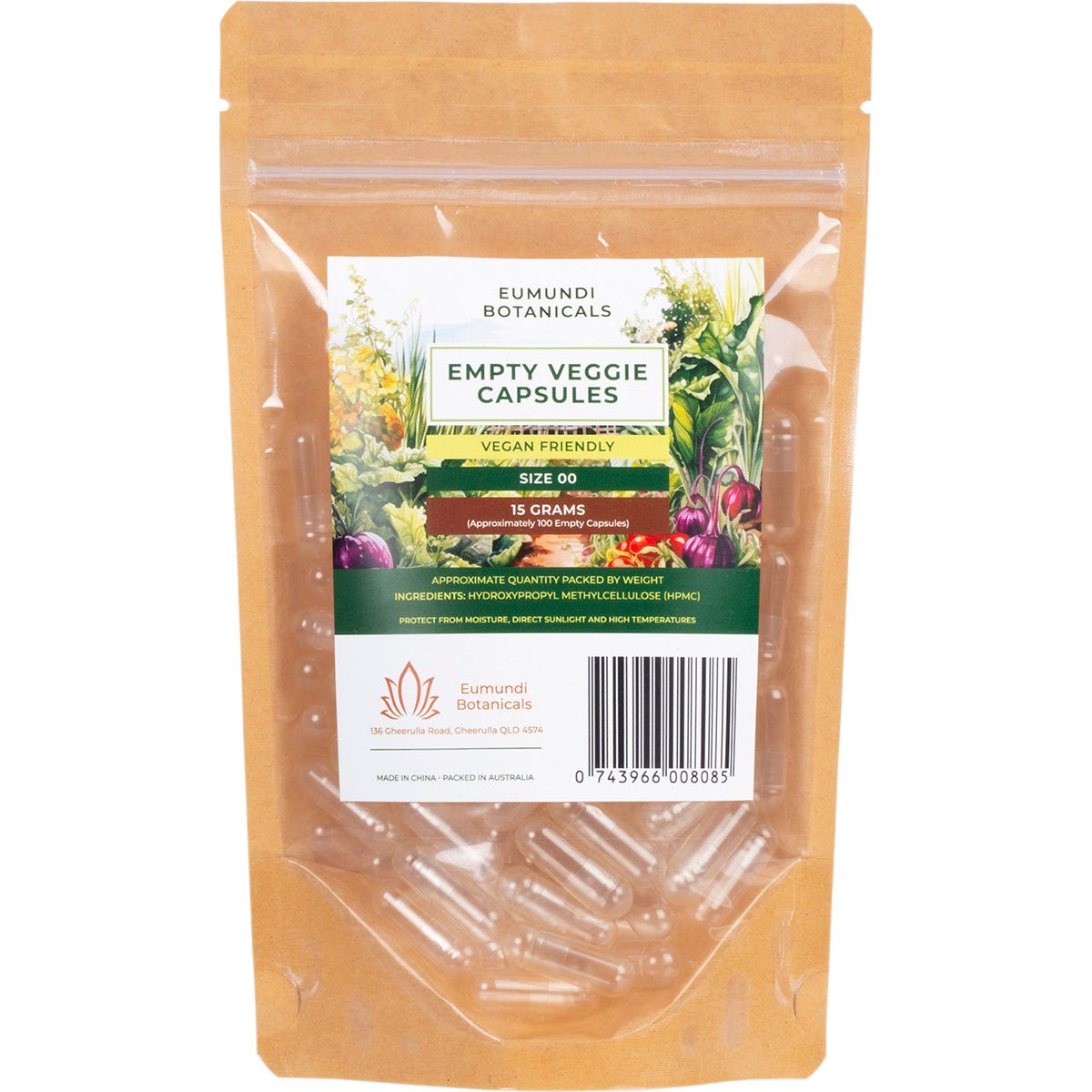 Eumundi Botanicals Empty Veggie Capsules Size 00 100 Caps - Eumundi Botanicals