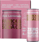 Famous Zero Sugar Soda Pink Lemonade 4x250ml - Famous