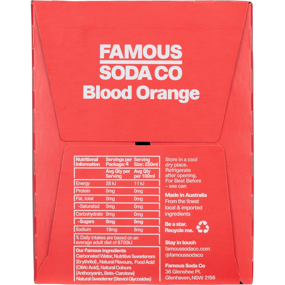 Famous Zero Sugar Soda Blood Orange 4x250ml - Famous