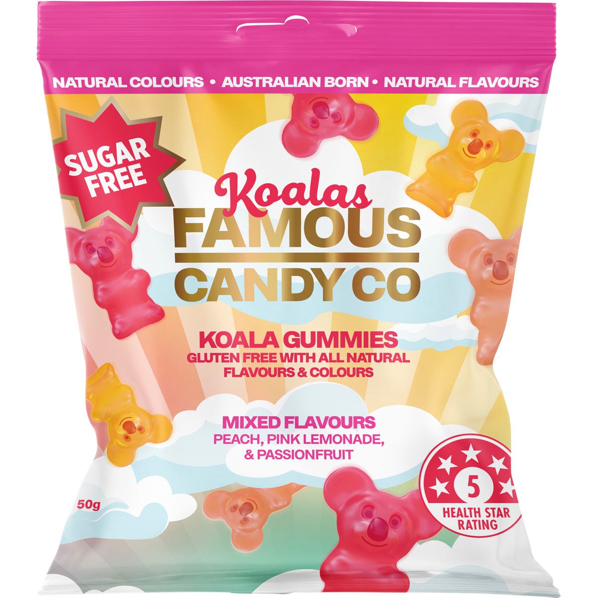 Famous Sugar Free Candy Koala Gummies Mixed Flavours 10x50g - Famous