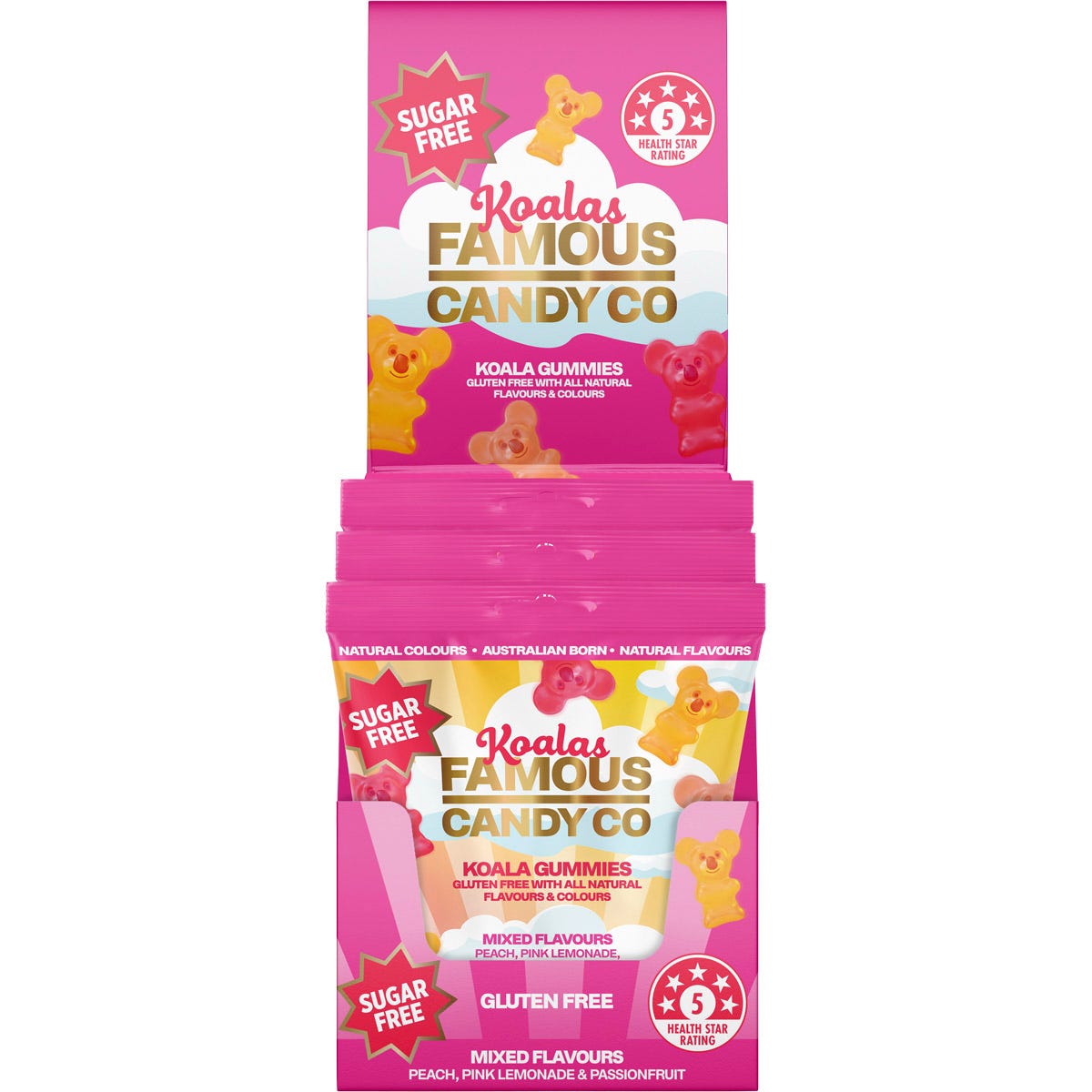 Famous Sugar Free Candy Koala Gummies Mixed Flavours 10x50g - Famous