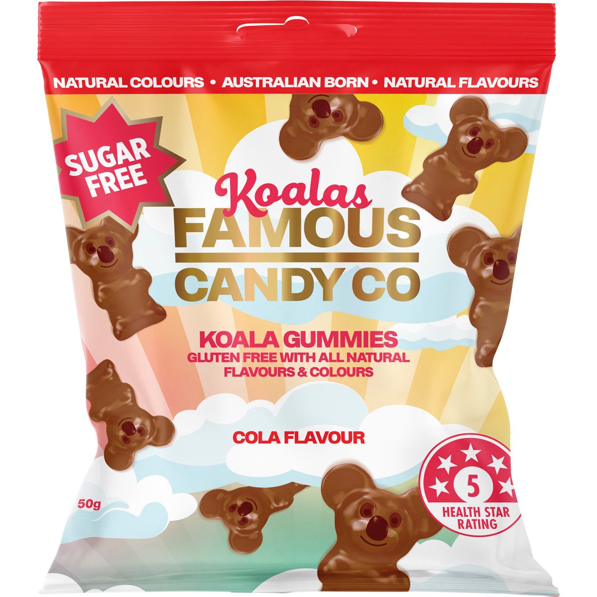 Famous Sugar Free Candy Koala Gummies Cola Flavour 10x50g - Famous