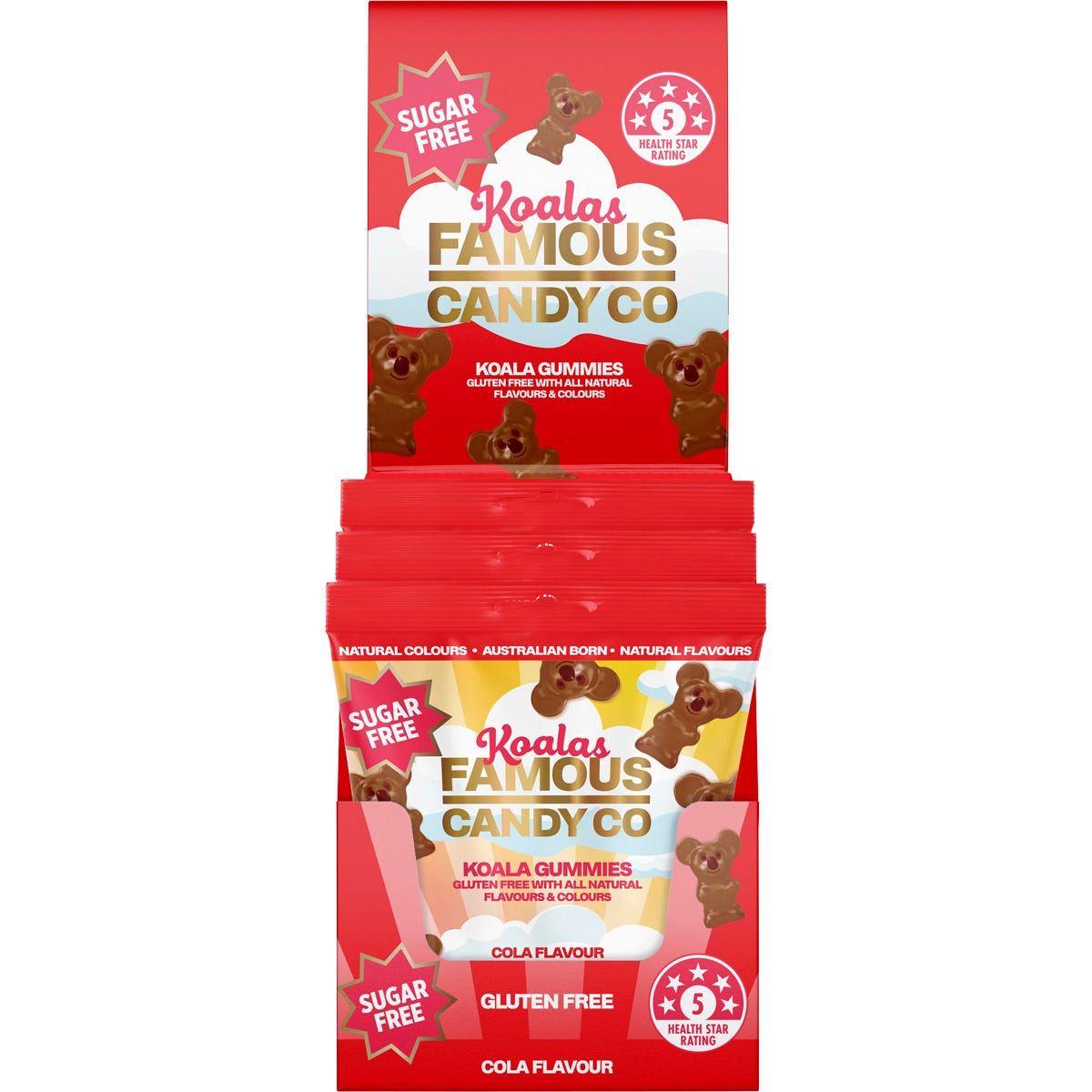 Famous Sugar Free Candy Koala Gummies Cola Flavour 10x50g - Famous
