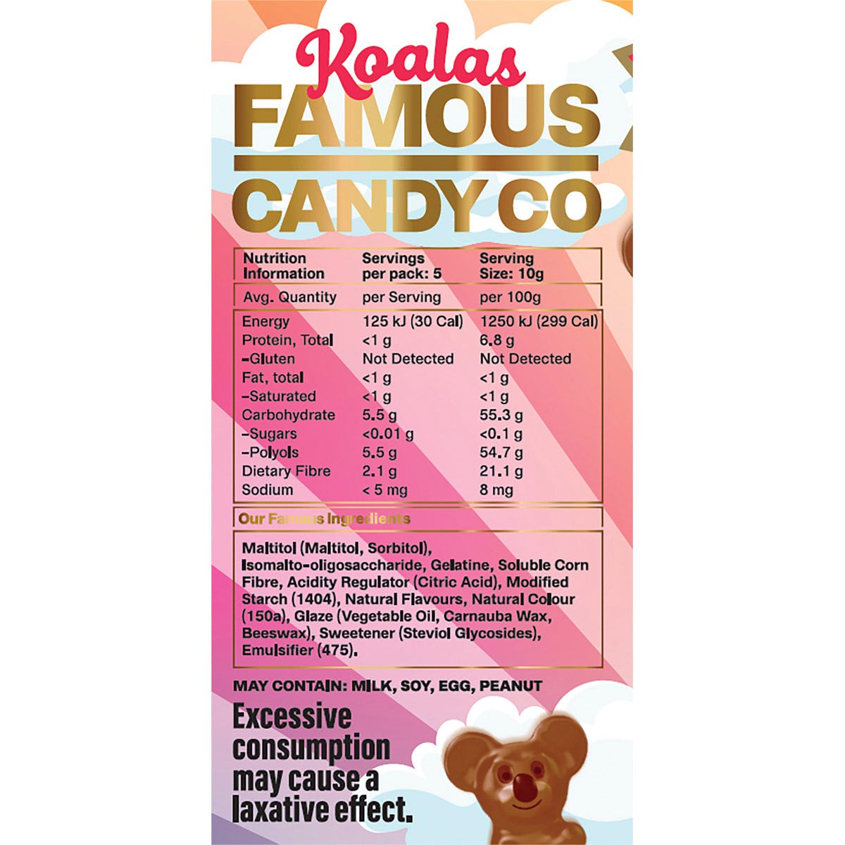 Famous Sugar Free Candy Koala Gummies Cola Flavour 10x50g - Famous