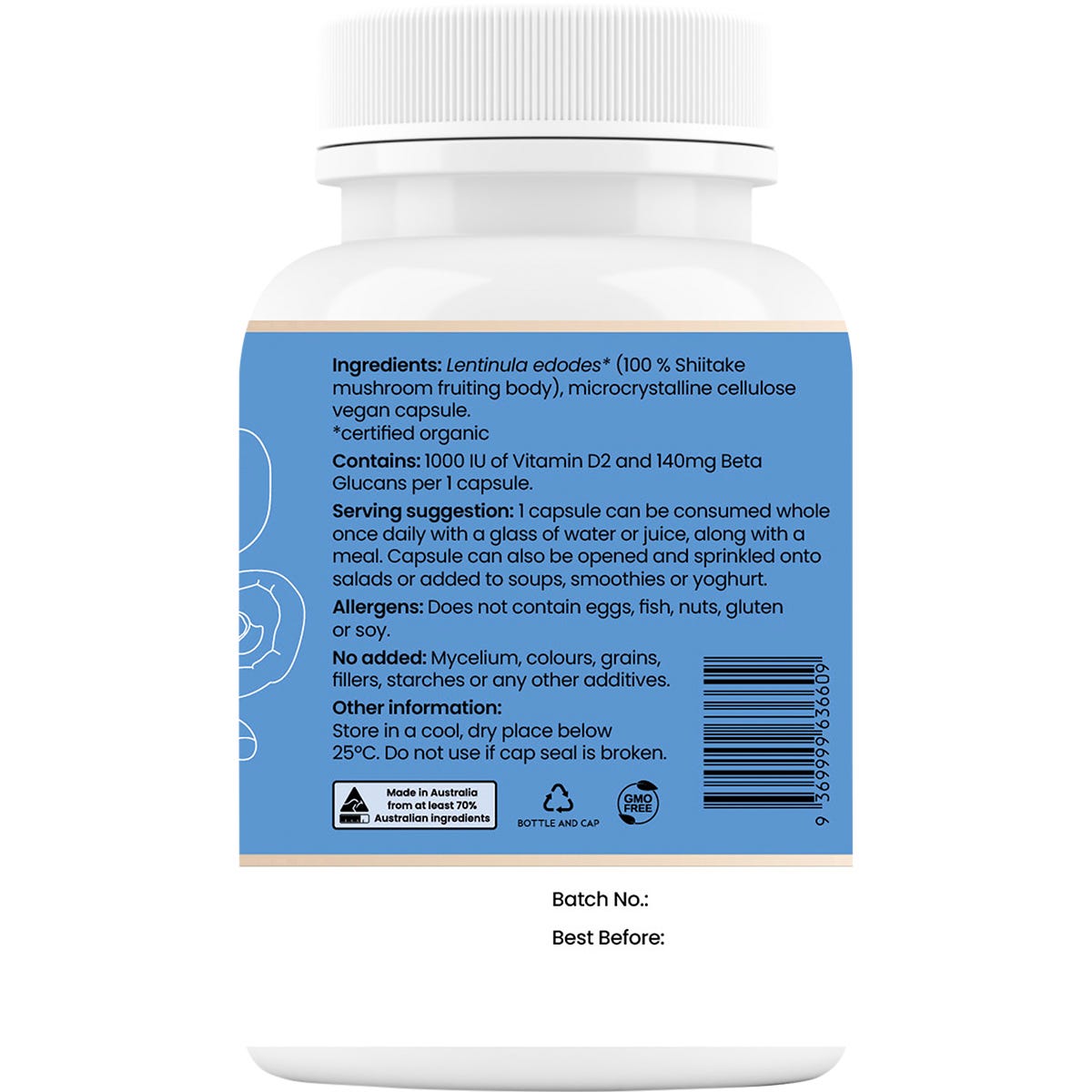 Hi-D Natural Vitamin D 1000 IU + Beta Glucan 60 Caps - Hi-D