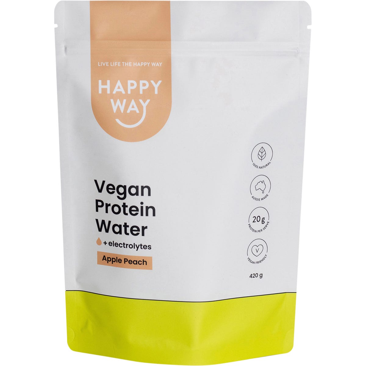Happy Way Vegan Protein Water Apple Peach 420g - Happy Way