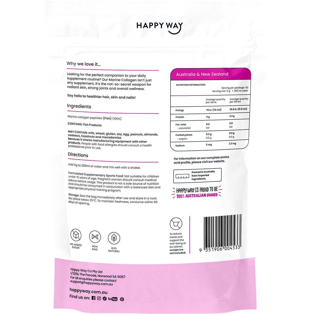 Happy Way Marine Collagen Unflavoured 250g - Happy Way