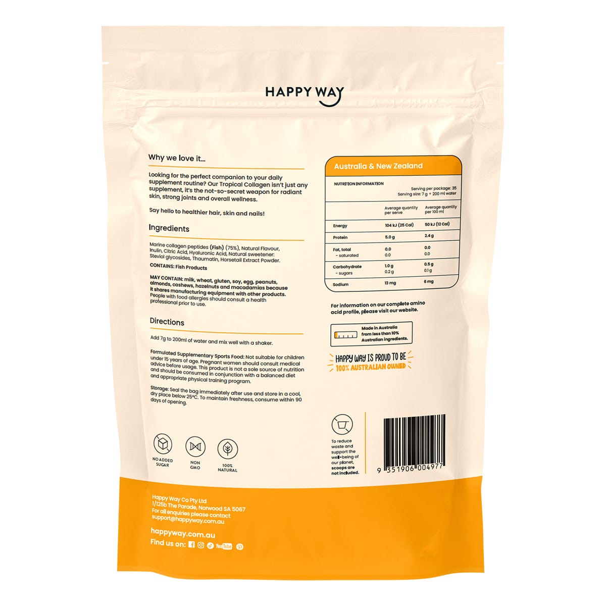 Happy Way Marine Collagen Powder Tropical 250g - Happy Way