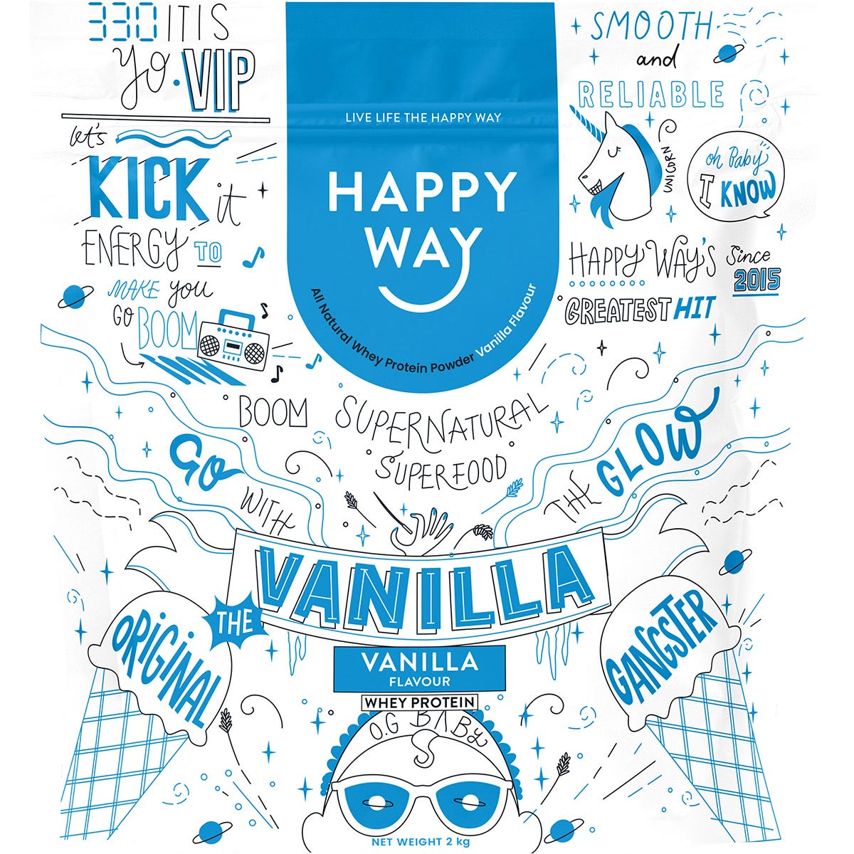 Happy Way Whey Protein Powder Vanilla 2kg - Happy Way