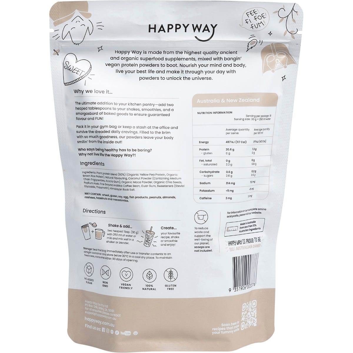 Happy Way Vegan Protein Powder Coffee 500g - Happy Way