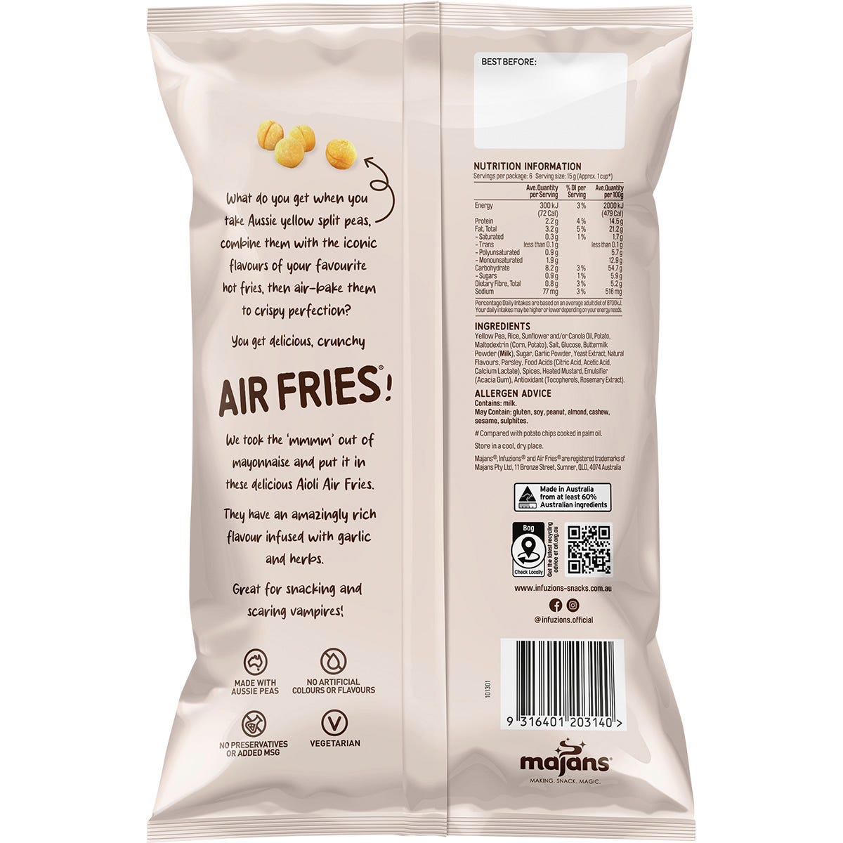 Infuzions Air Fries Aioli 6x90g - Infuzions