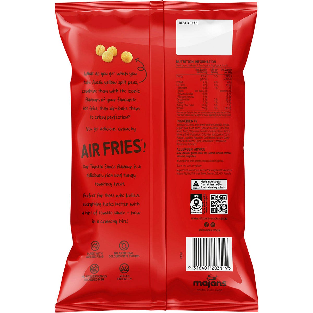Infuzions Air Fries Tomato Sauce 6x90g - Infuzions