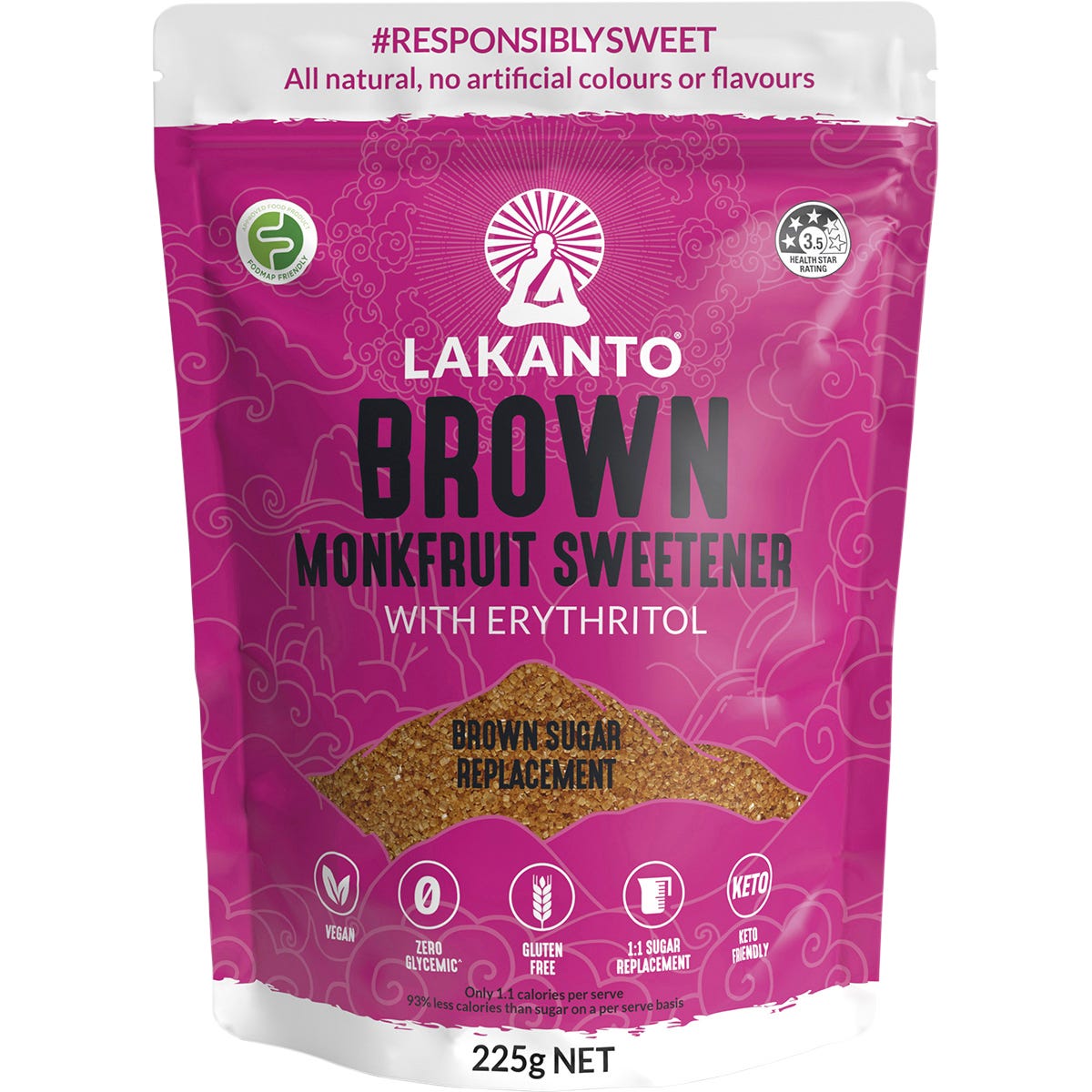 Lakanto Brown Monkfruit Sweetener Brown Sugar Replacement 225g - Lakanto