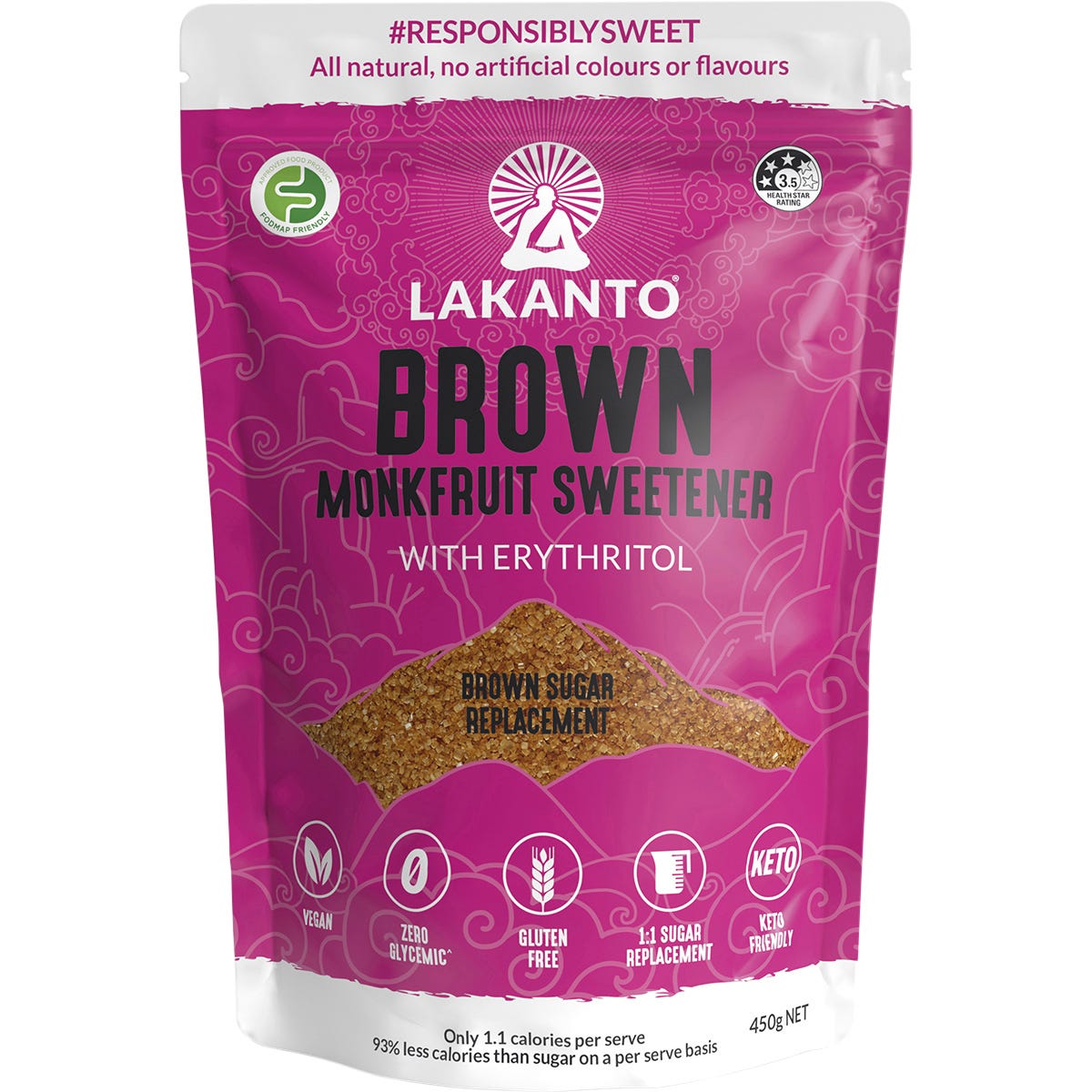Lakanto Brown Monkfruit Sweetener Brown Sugar Replacement 450g - Lakanto