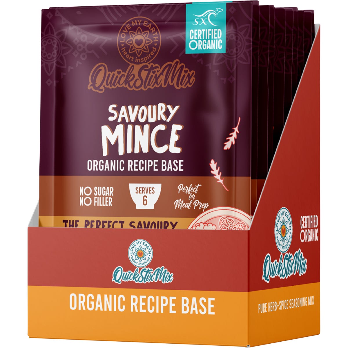 Love My Earth Quick Stix Mix Organic Recipe Base Savoury Mince 10x55g - Love My Earth