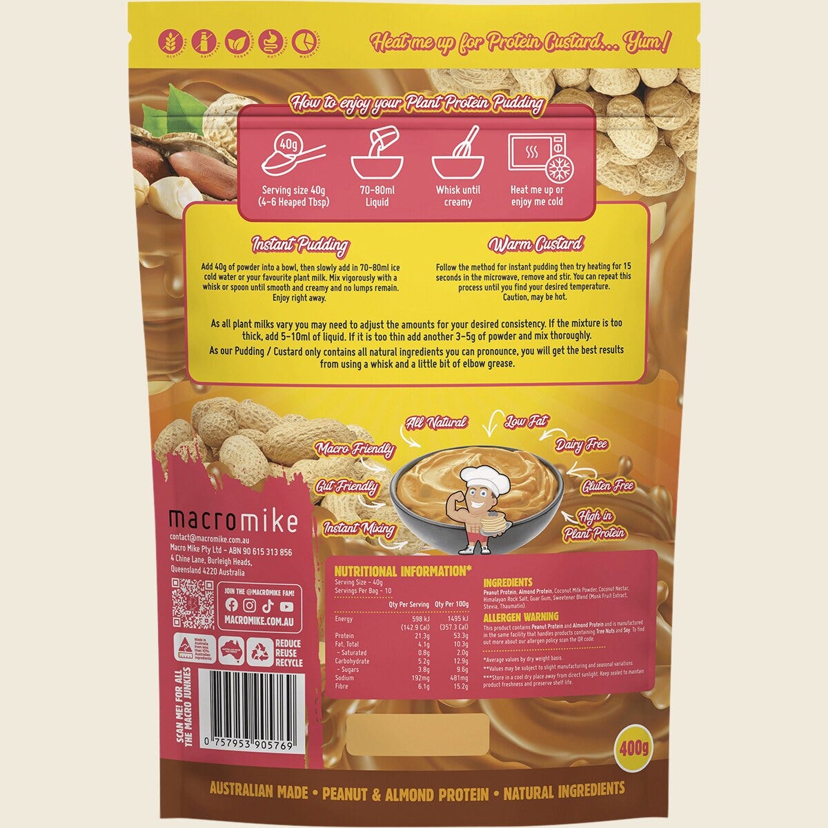 Plant Protein Pudding Choc Peanut Truffle Fudge 400g