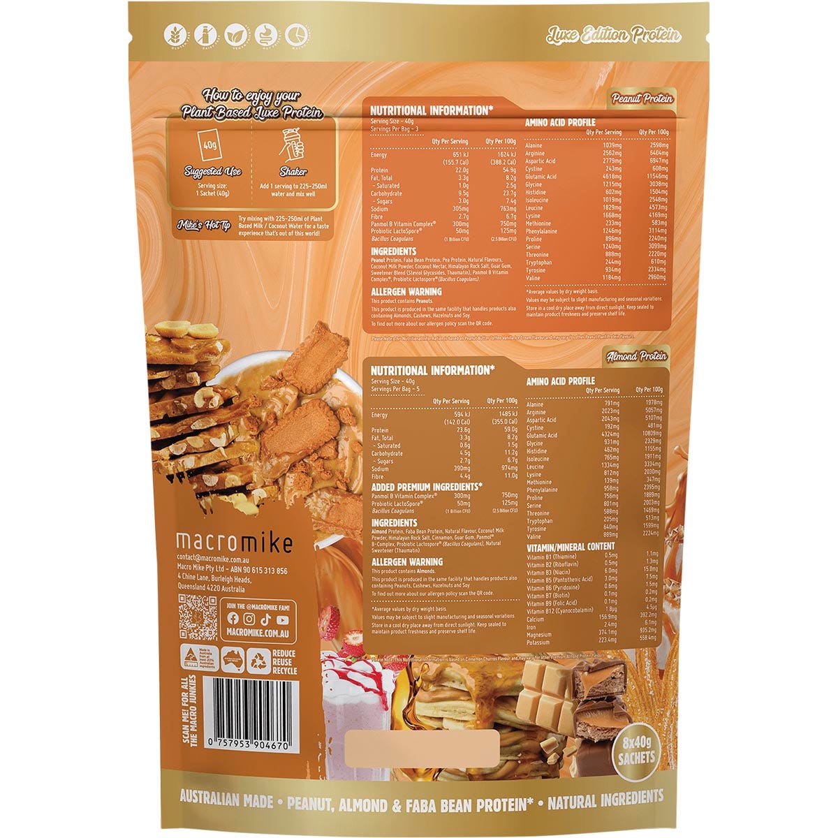 MACRO MIKE Plant Based Luxe Protein Sample Pack 8x40g - MACRO MIKE