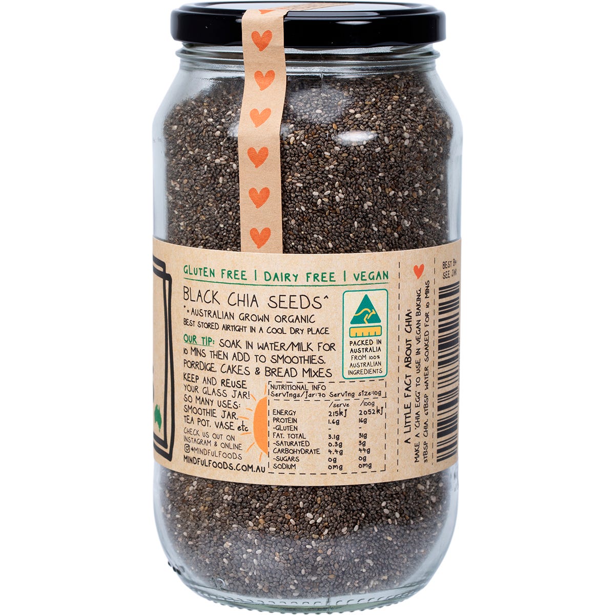 Mindful Foods Chia Seeds Organic 700g - Mindful Foods