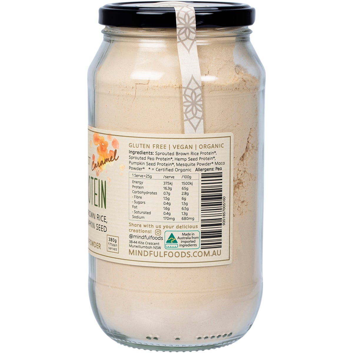 Mindful Foods Stardust Caramel Plant Protein Powder 380g - Mindful Foods