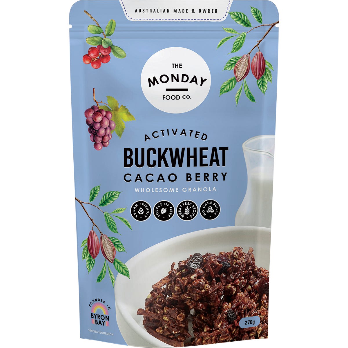 The Monday Food Co. Activated Buckwheat Granola Cacao Berry 270g - The Monday Food Co.