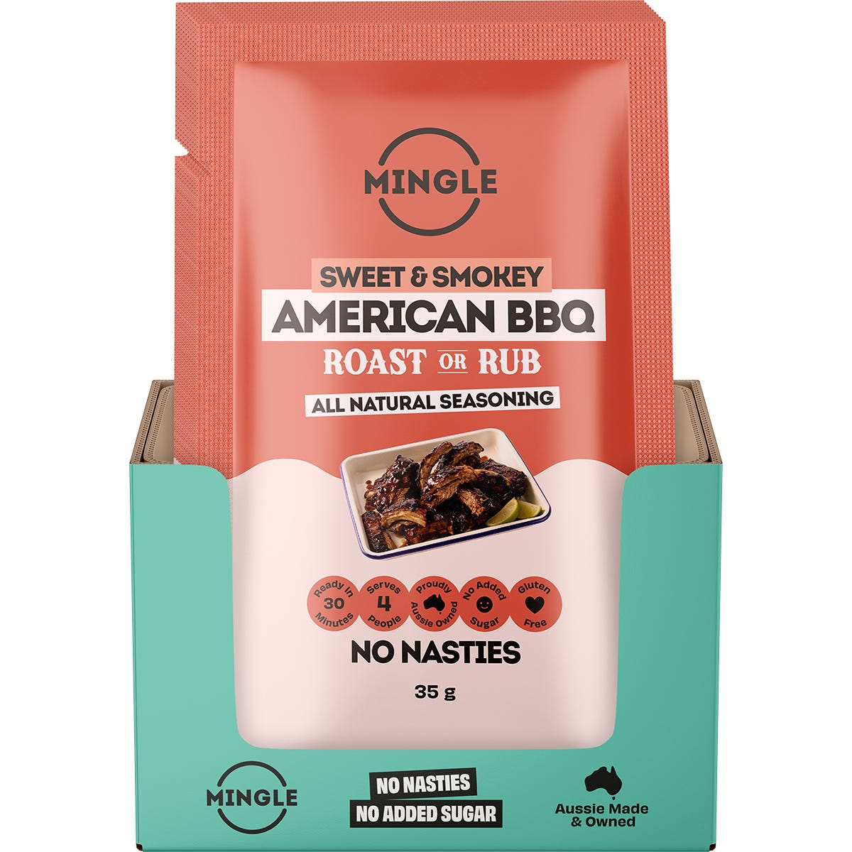 Mingle American BBQ Roast Or Rub All Natural Seasoning 12x35g - Mingle