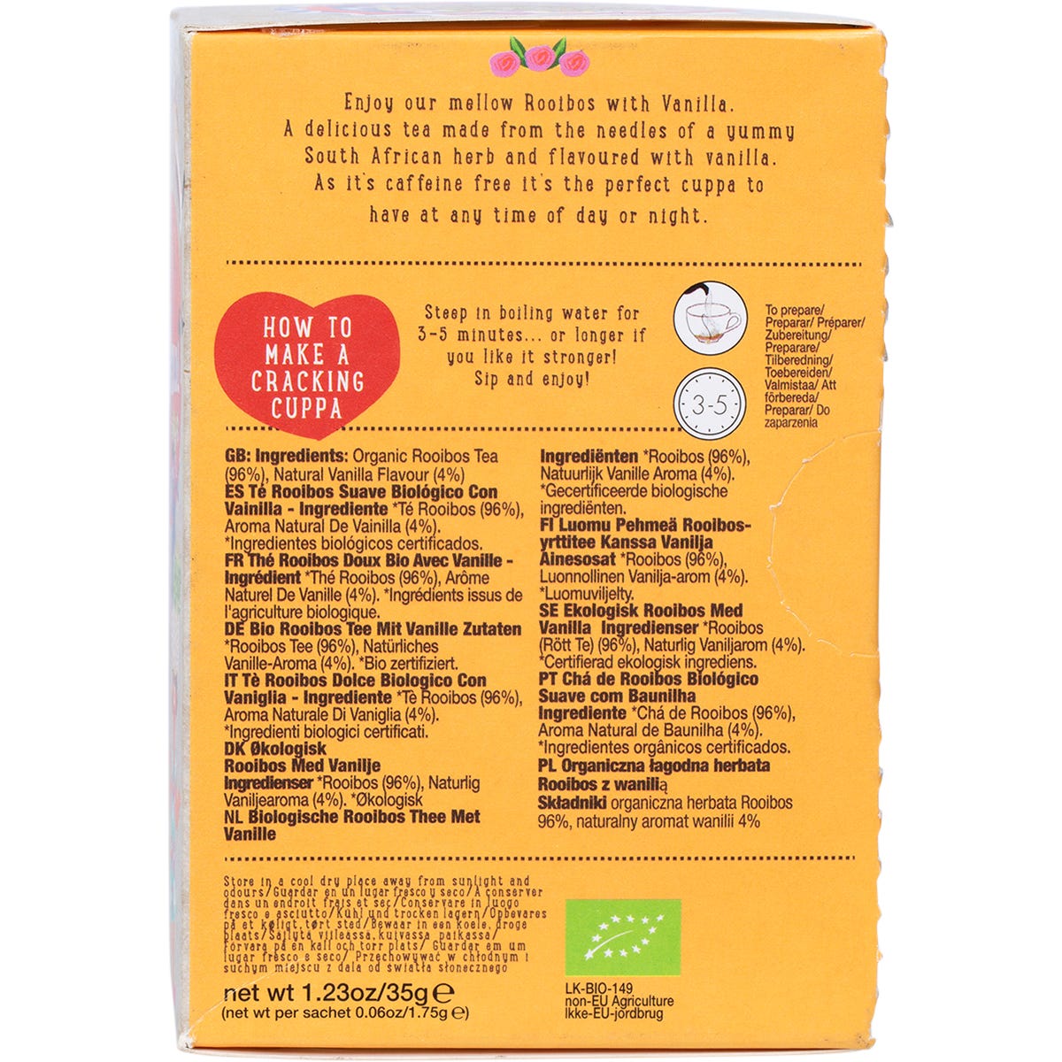 Ministry of Tea Organic Mellow Rooibos with Vanilla Tea Bags 20pk - Ministry of Tea