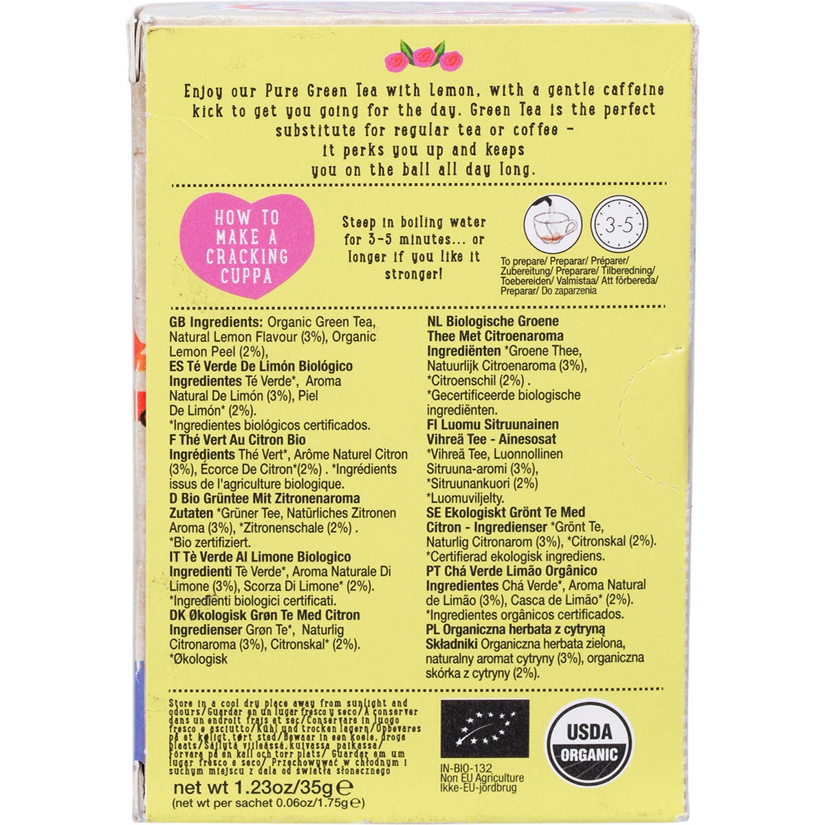 Ministry of Tea Organic Lemon Green Tea Bags 20pk - Ministry of Tea