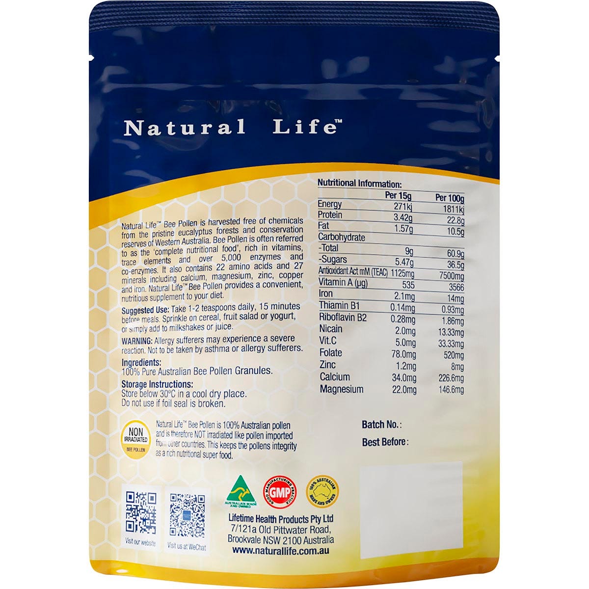 Natural Life Bee Pollen Granules 250g - Natural Life