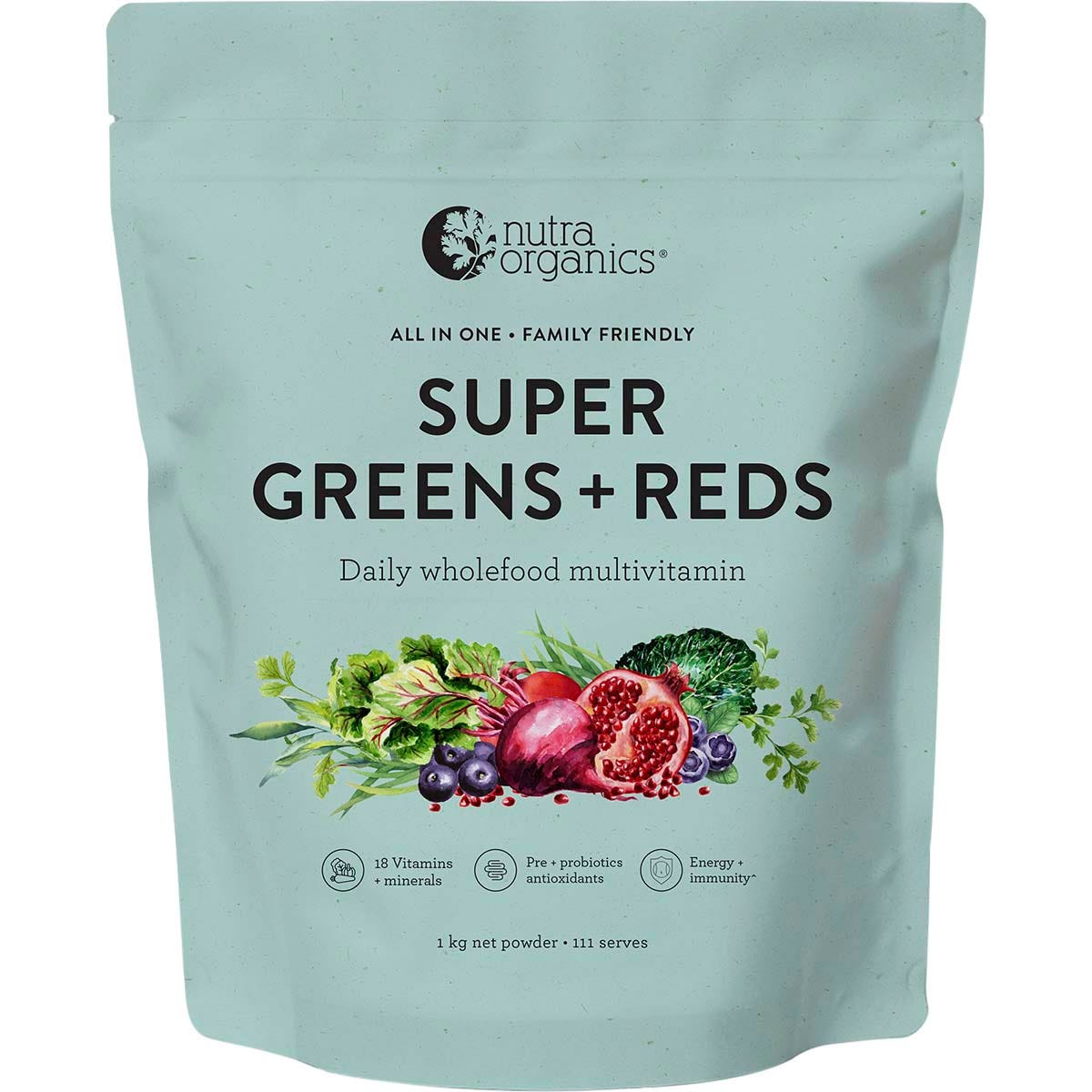 Nutra Organics Super Greens + Reds 1kg - Nutra Organics