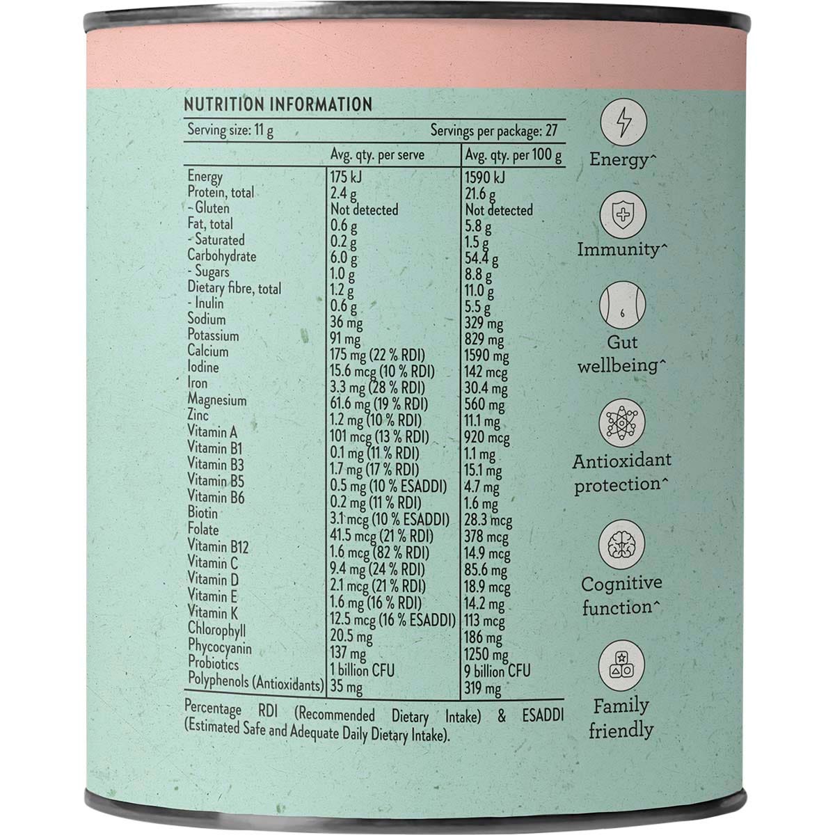 Nutra Organics Super Greens + Reds Watermelon Strawberry 300g - Nutra Organics