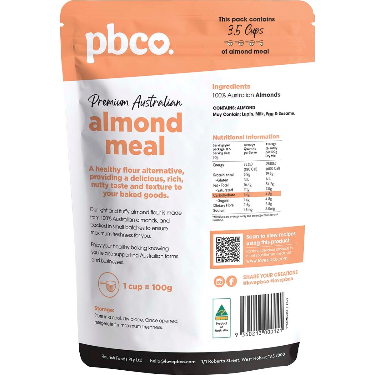PBco Almond Meal Premium Australian 350g - PBco