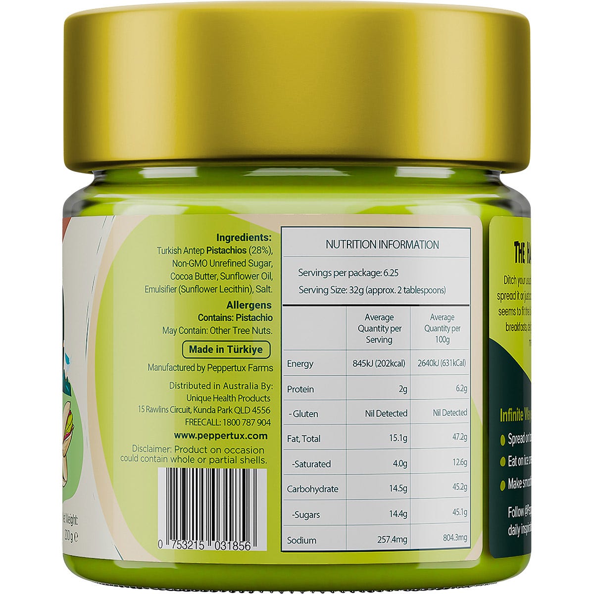 Peppertux Turkish Pistachio Cream 200g - Peppertux