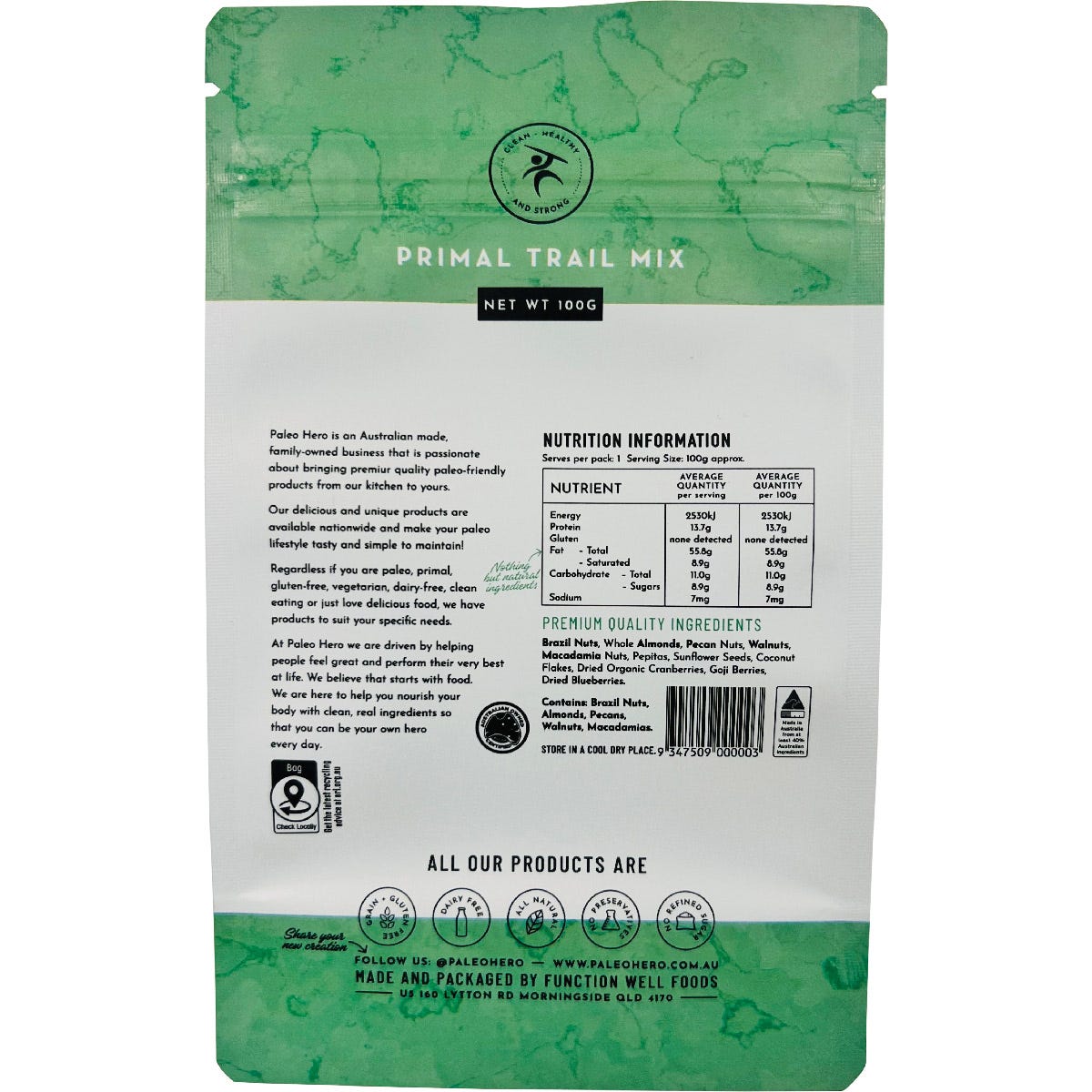 Paleo Hero Primal Trail Mix 100g - Paleo Hero